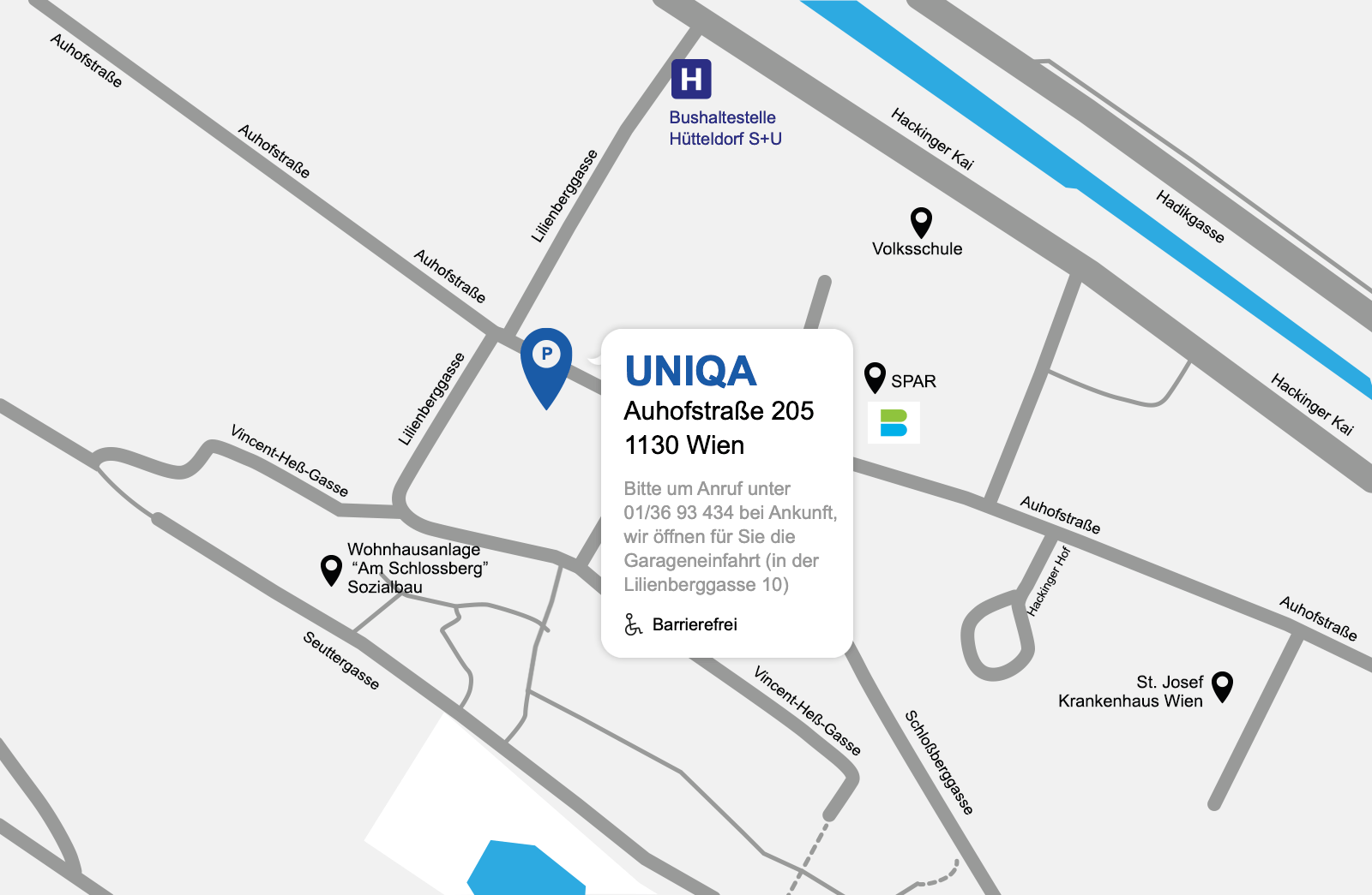 Eine detaillierte gezeichnete Karte der UNIQA Generalagentur Christian Pieler